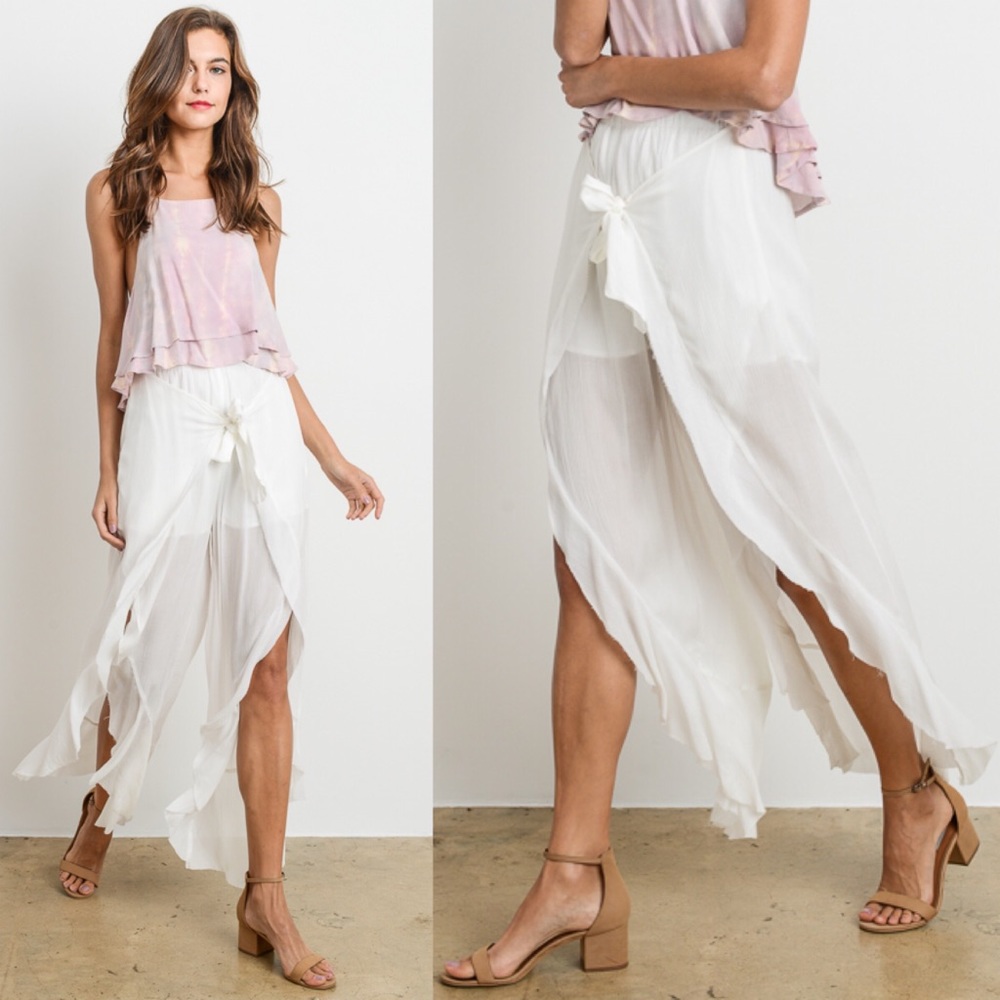 KHLOE Flutter Pants - WHITE - Picture 1 of 4